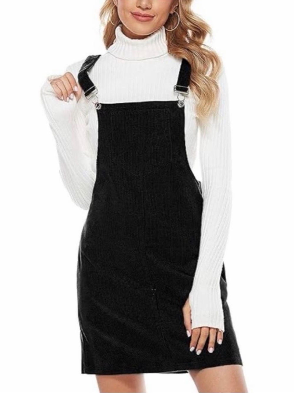 Altar'd State Black Corduroy Overall Dress Small